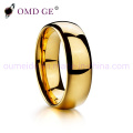 Simple Design Tungsten Steel High Polished Gold Plated Ring